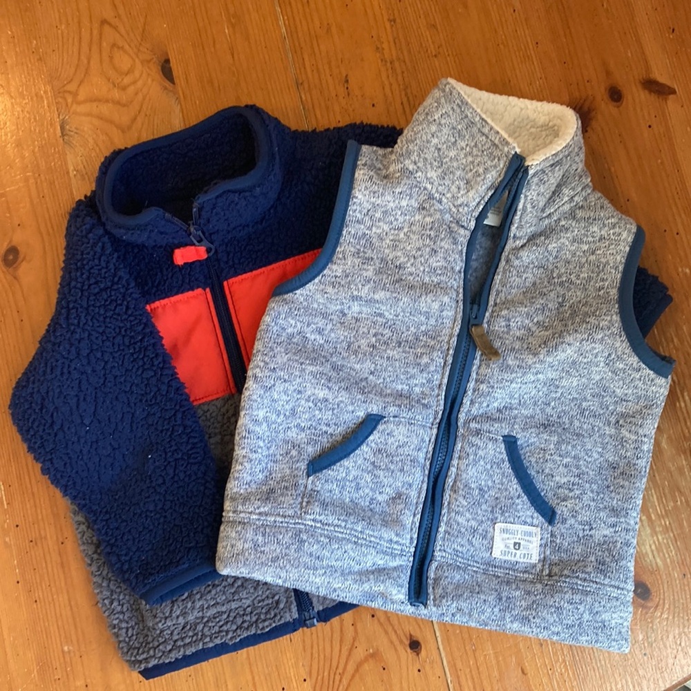 Bundle of 2 - Carters winter fleece zip up coat and vest size 18